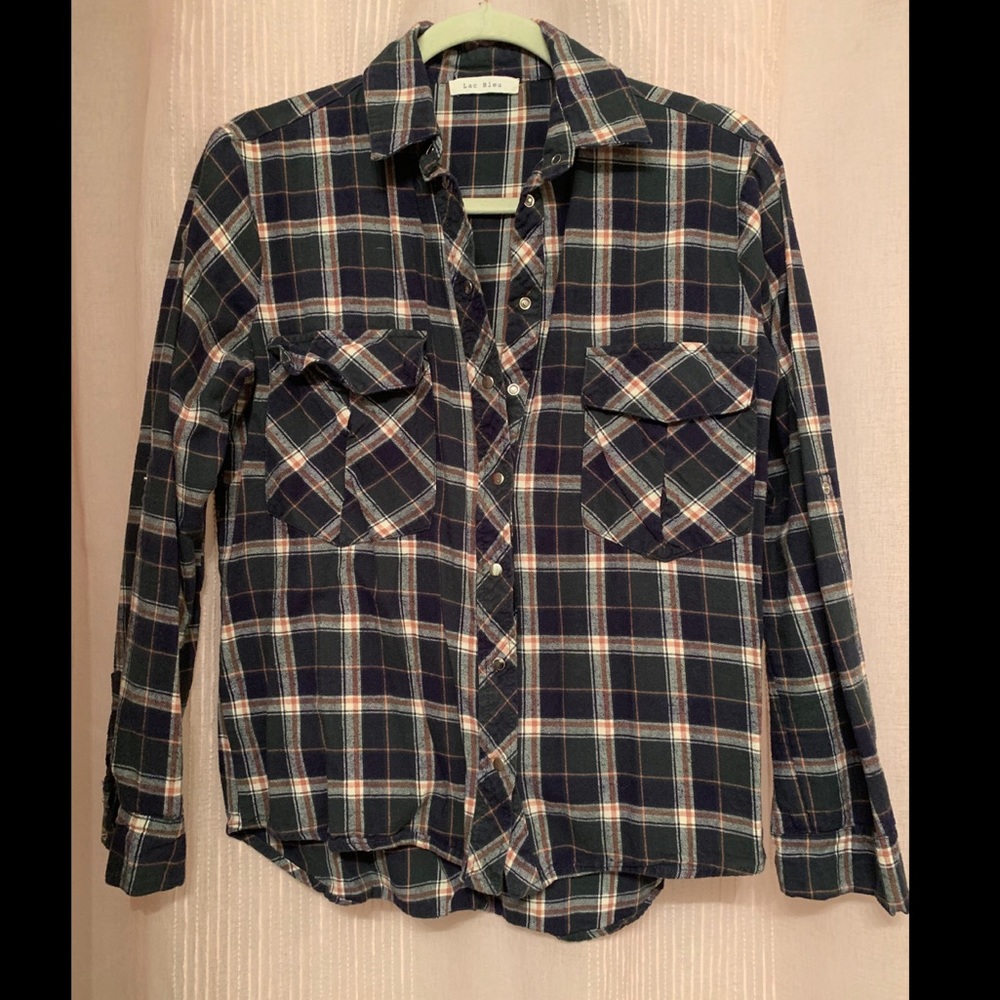 Lac Bleu oversized button down plaid